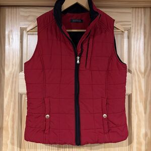 Ralph Lauren Full Zip Quilted Puffer Vest Red w/ Snap Pockets Sz M? READ